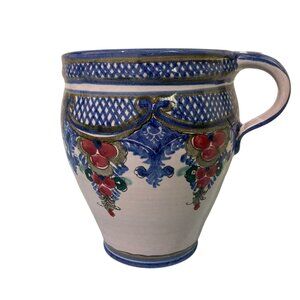 Keck Keramik Blue Floral Pottery Mug Vase